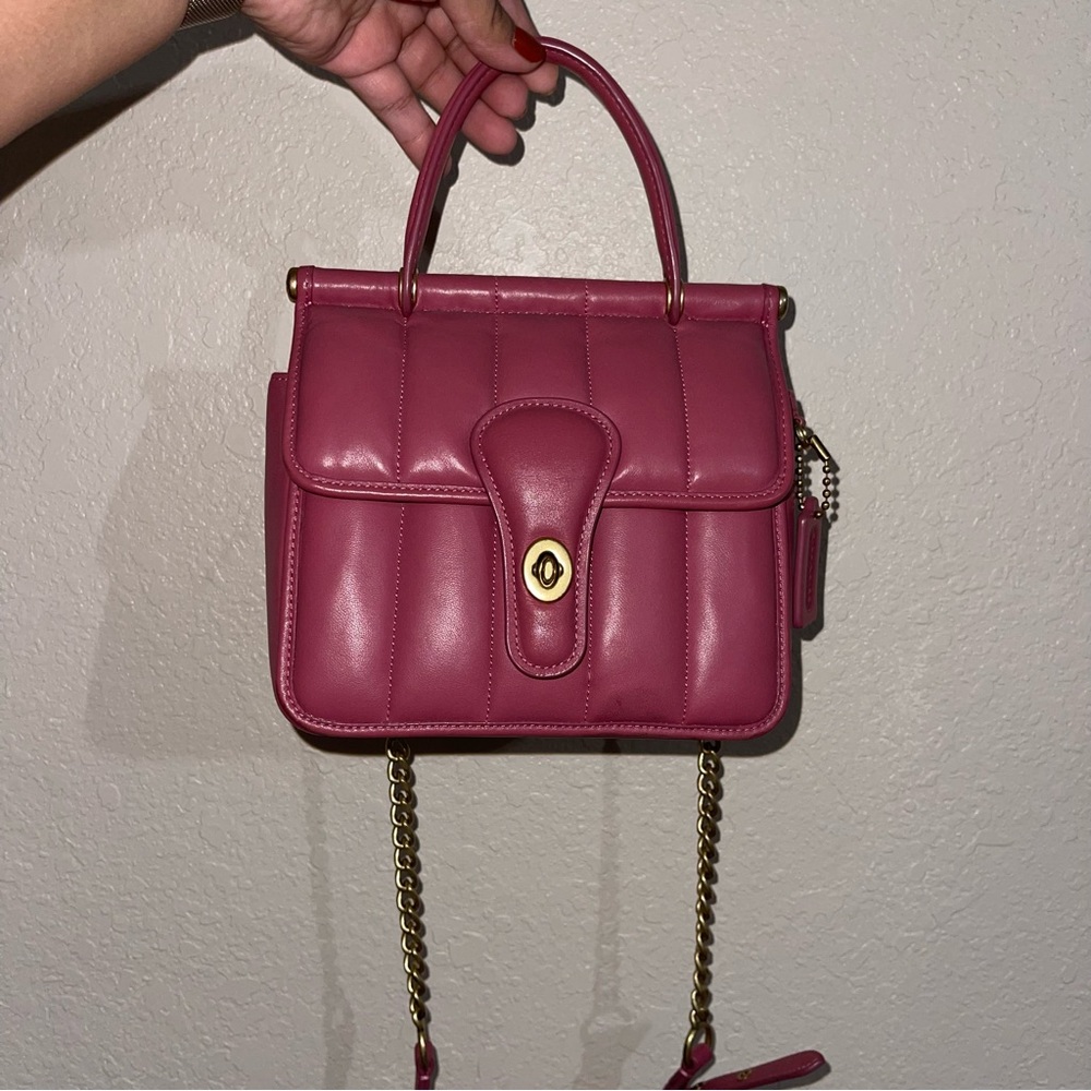 Coach Willis Top Handle 18 quilted in color pink